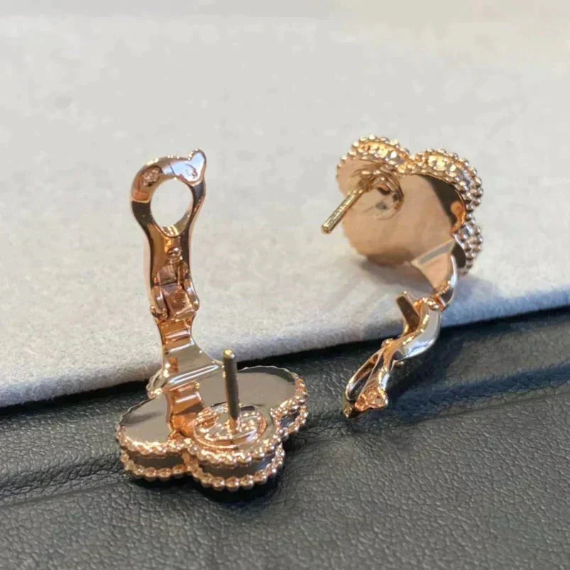 ¡®Lume Jewels¡¯CLOVER MEDIUM 1 MOTIFS GRAY MOP DIAMOND EARRINGS