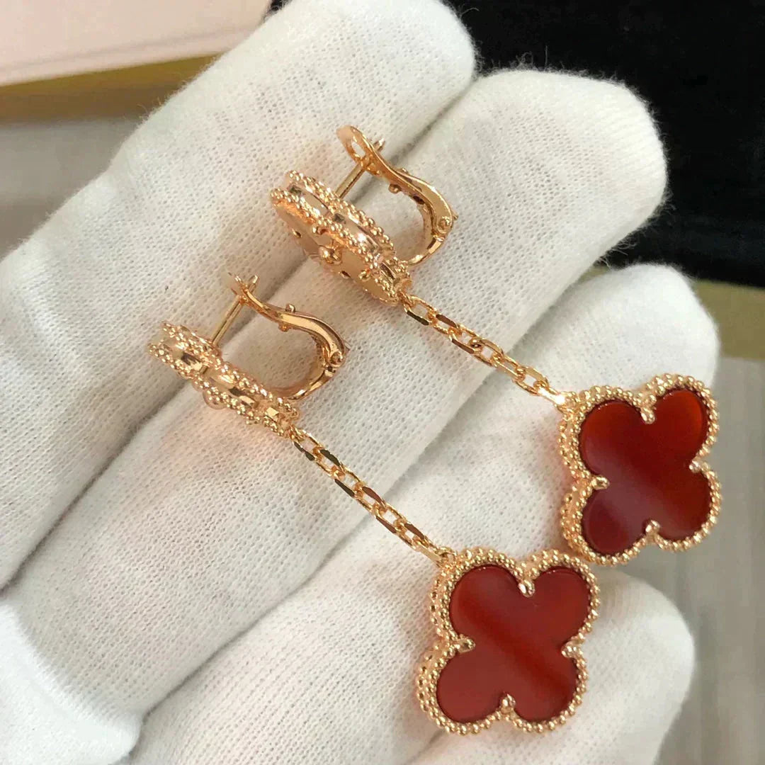¡®Lume Jewels¡¯CLOVER 2 MOTIF LASER CARNELIAN EARRINGS
