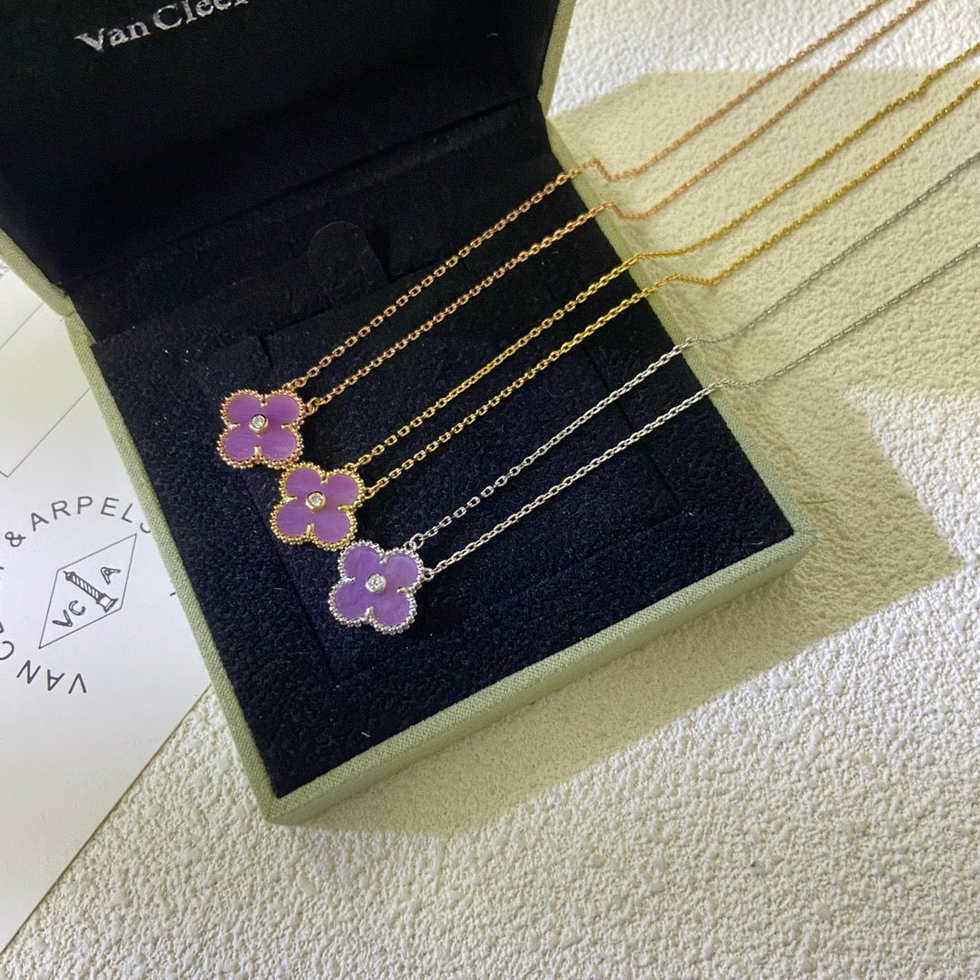 ¡®Lume Jewels¡¯CLOVER 15MM DIAMOND PURPLE VIOLET NECKLACE