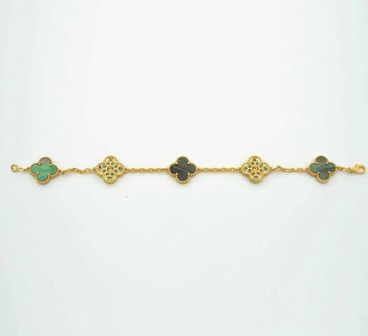 [Lume Jewels]New CLOVER 5 MOTIF GRAY MOP BRACELET COLLECTION