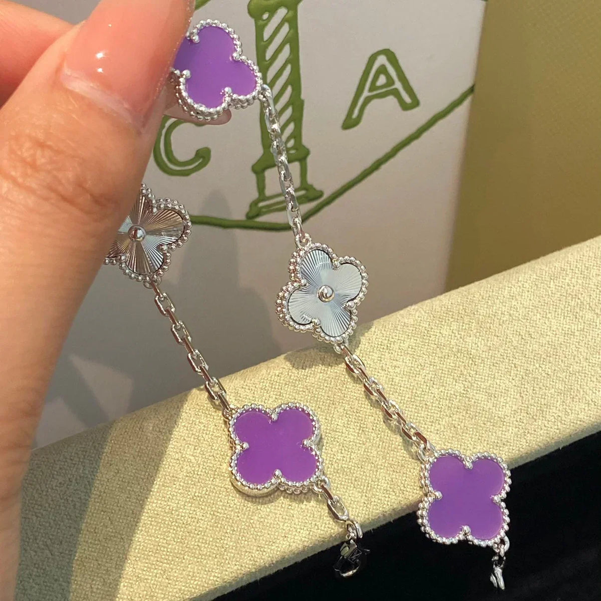 [Lume Jewels]New  CLOVER 5 MOTIF VIOLET BRACELET COLLECTION