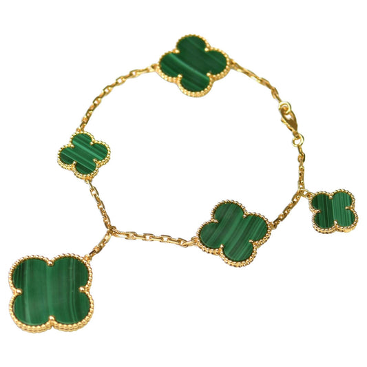 ¡®Lume Jewels¡¯MAGIC CLOVER MALACHITE GOLD BRACELET 5 MOTIFS