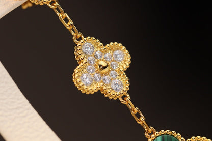 ¡®Lume Jewels¡¯CLOVER EARRINGS GOLD MALACHITE DIAMOND 3 MOTIF