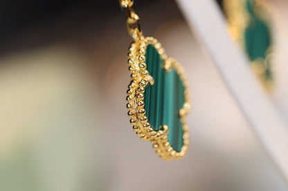 ¡®Lume Jewels¡¯CLOVER EARRINGS GOLD MALACHITE DIAMOND 3 MOTIF