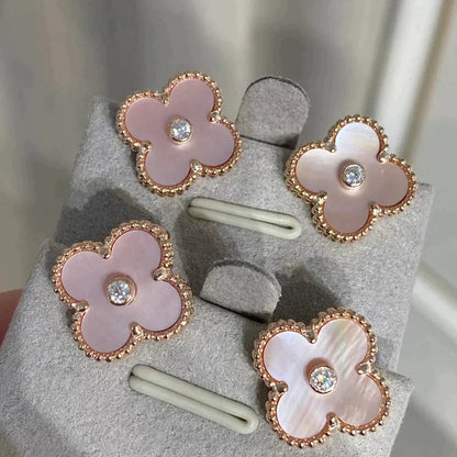 ¡®Lume Jewels¡¯CLOVER MEDIUM 1 MOTIFS  PINK MOP DIAMOND EARRINGS