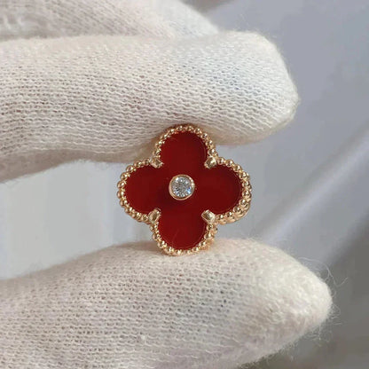 ¡®Lume Jewels¡¯CLOVER MEDIUM 1 MOTIFS CARNELIAN  DIAMOND earrings