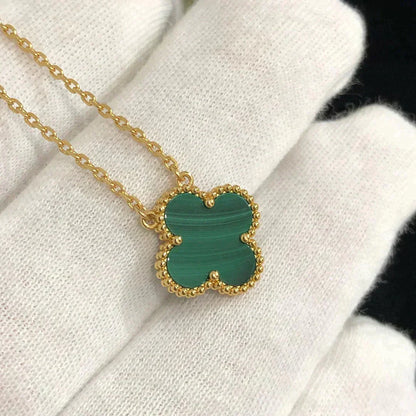 ¡®Lume Jewels¡¯CLOVER 15MM MALACHITE SINGLE FLOWER  NECKLACE