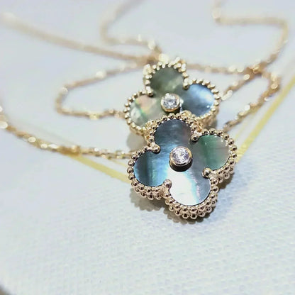 ¡®Lume Jewels¡¯CLOVER 15MM DIAMOND AND MOTHER-OF-GREY NECKLACE