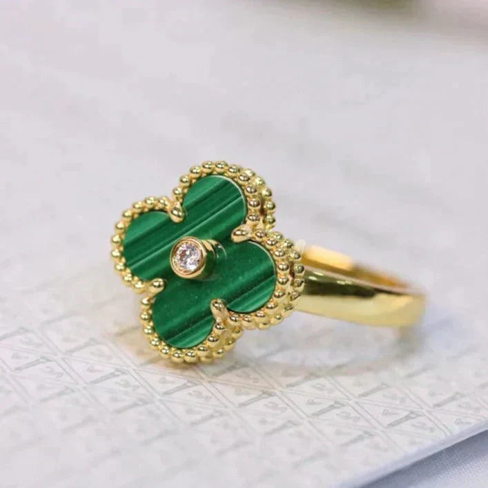 ¡®Lume Jewels¡¯CLOVER MALACHITE RING GOLD DIAMOND