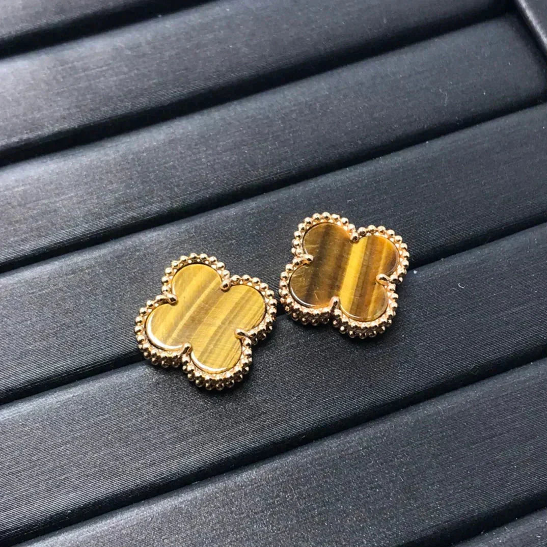 ¡®Lume Jewels¡¯CLOVER MEDIUM 1 MOTIFS TIGER EYE EARRINGS