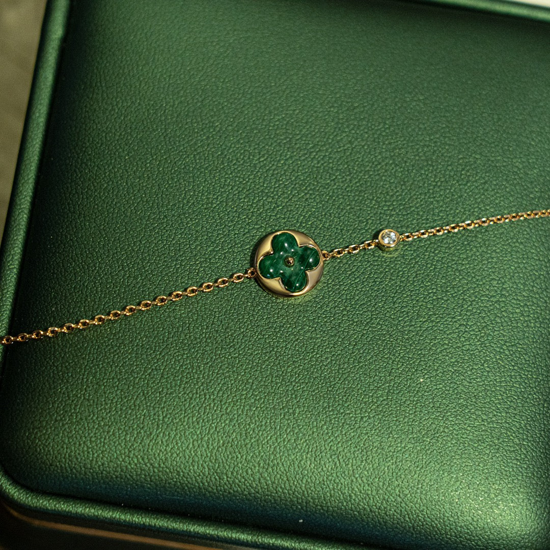 ¡®Lume Jewels¡¯SUN MALACHITE 1 DIAMOND PINK GOLD BRACELET