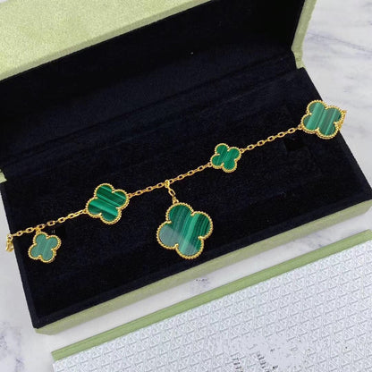 ¡®Lume Jewels¡¯MAGIC CLOVER MALACHITE GOLD BRACELET 5 MOTIFS
