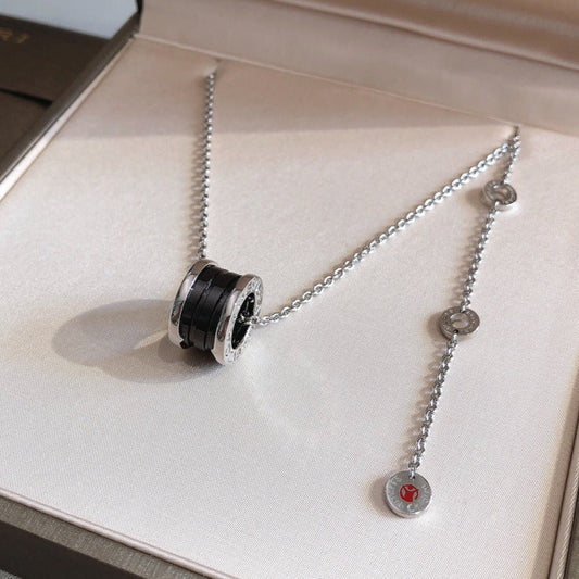 [Lume Jewels]ZERO 1 BLACK CERAMIC SILVER NECKLACE
