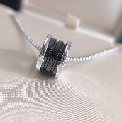 [Lume Jewels]ZERO 1 BLACK CERAMIC SILVER NECKLACE