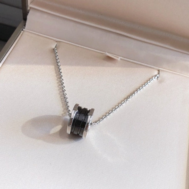 [Lume Jewels]ZERO 1 BLACK CERAMIC SILVER NECKLACE
