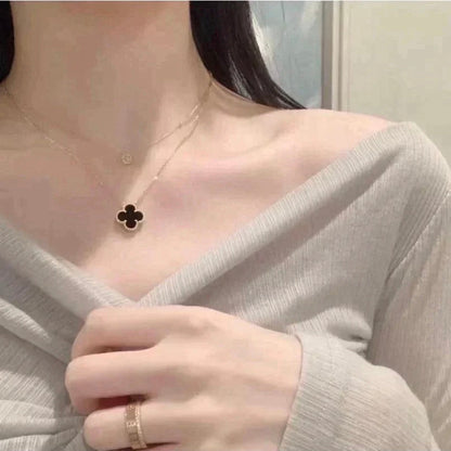 ¡®Lume Jewels¡¯CLOVER 15MM BLACK ONYX SINGLE FLOWER NECKLACE