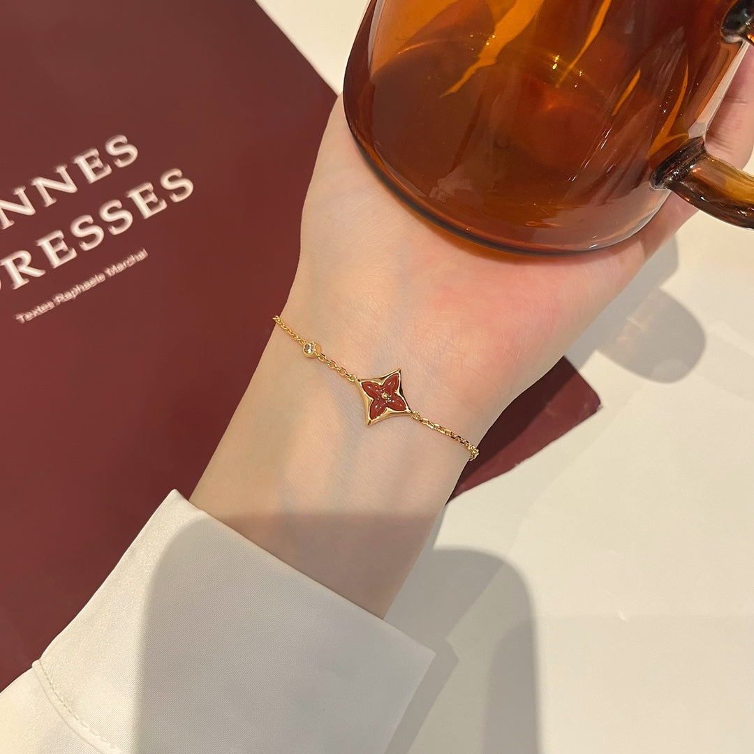 ¡®Lume Jewels¡¯COLOR STAR CARNELIAN PINK GOLD DIAMOND BRACELET