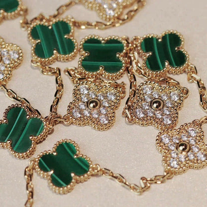 ¡®Lume Jewels¡¯CLOVER 20 MOTIFS MALACHITE DIAMOND NECKLACE