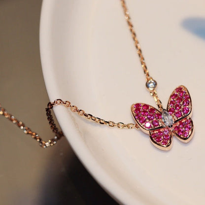 ¡®Lume Jewels¡¯BUTTERFLY RED DIAMOND ROSE GOLD NECKLACE
