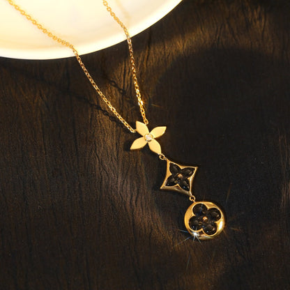 ¡®Lume Jewels¡¯STAR AND SUN ONYX PINK GOLD NECKLACE