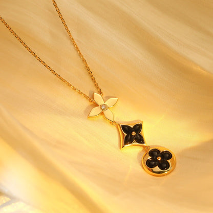 ¡®Lume Jewels¡¯STAR AND SUN ONYX PINK GOLD NECKLACE