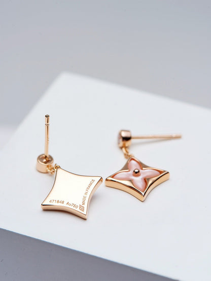 ¡®Lume Jewels¡¯DOUBLE STAR PINK GOLD MOP DROP EARRINGS