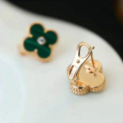 ¡®Lume Jewels¡¯CLOVER MEDIUM 1 MOTIFS MALACHITE DIAMOND EARRINGS
