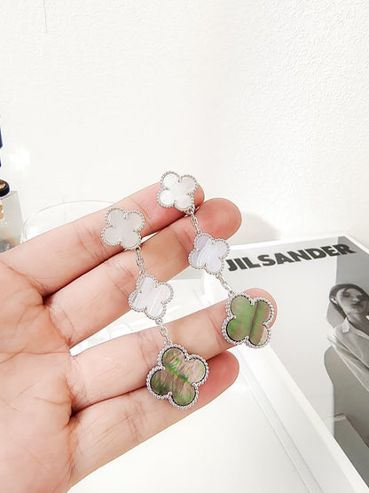¡®Lume Jewels¡¯CLOVER 3 MOTIFS CHALCEDONY DARK MOP SILVER EARRINGS