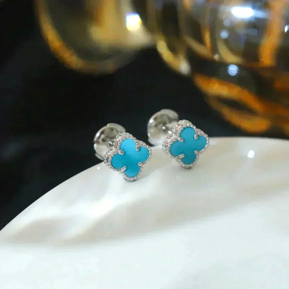 ¡®Lume Jewels¡¯CLOVER MINI 9.5MM ONYX STUD EARRINGS SILVER