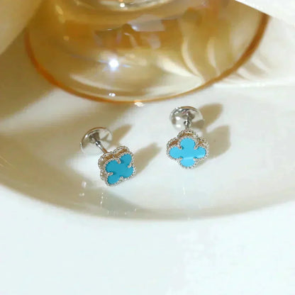¡®Lume Jewels¡¯CLOVER MINI 9.5MM ONYX STUD EARRINGS SILVER