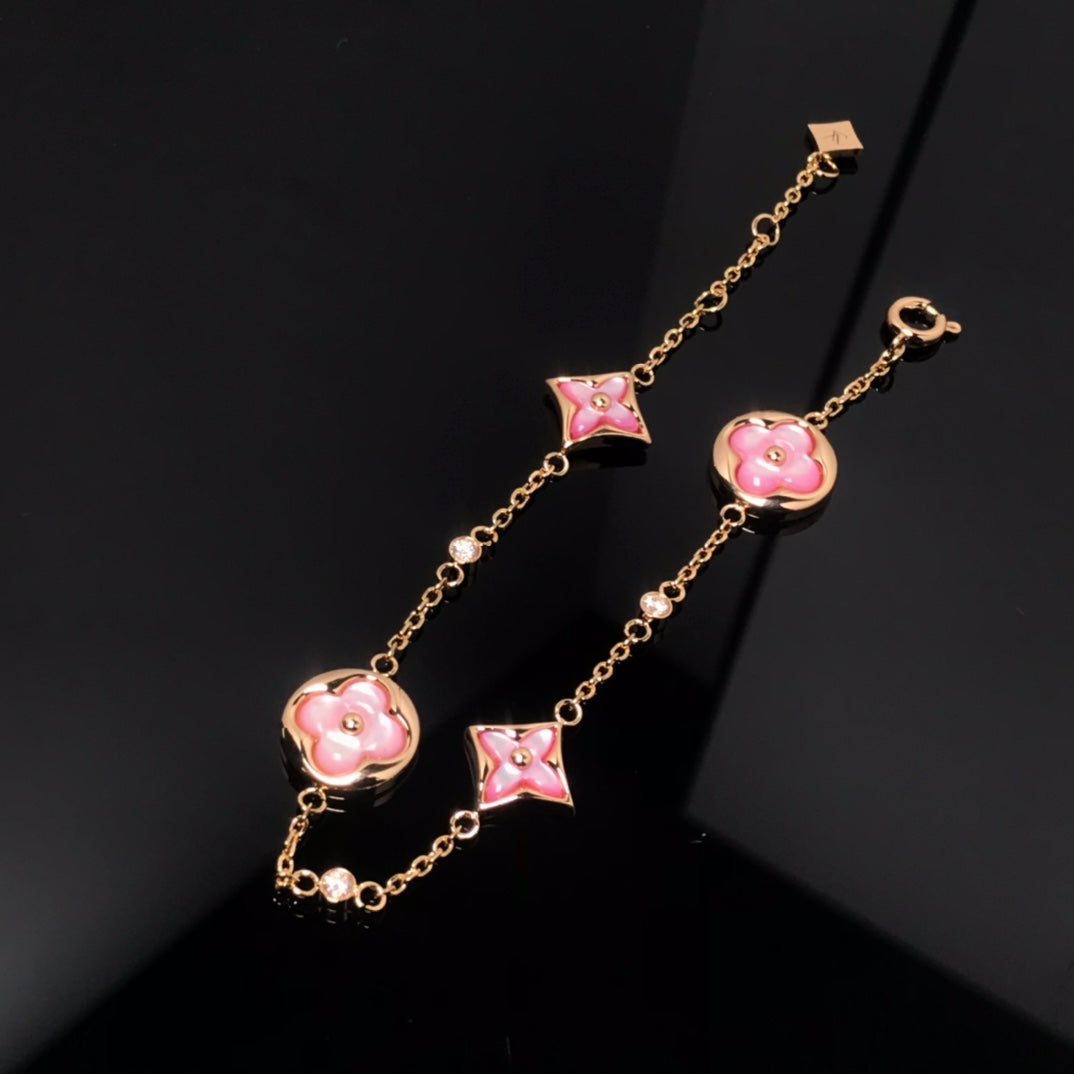 ¡®Lume Jewels¡¯STAR AND SUN 4 MOTIF PINK MOP PINK GOLD BRACELET