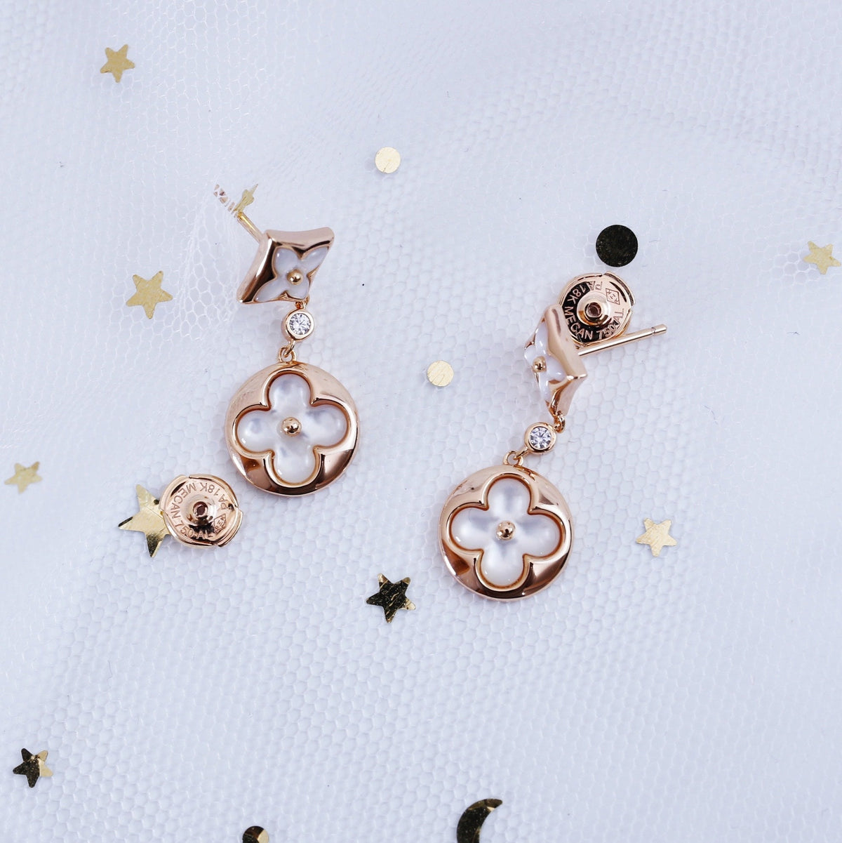 ¡®Lume Jewels¡¯STAR AND SUN PINK GOLD MOP DROP EARRINGS