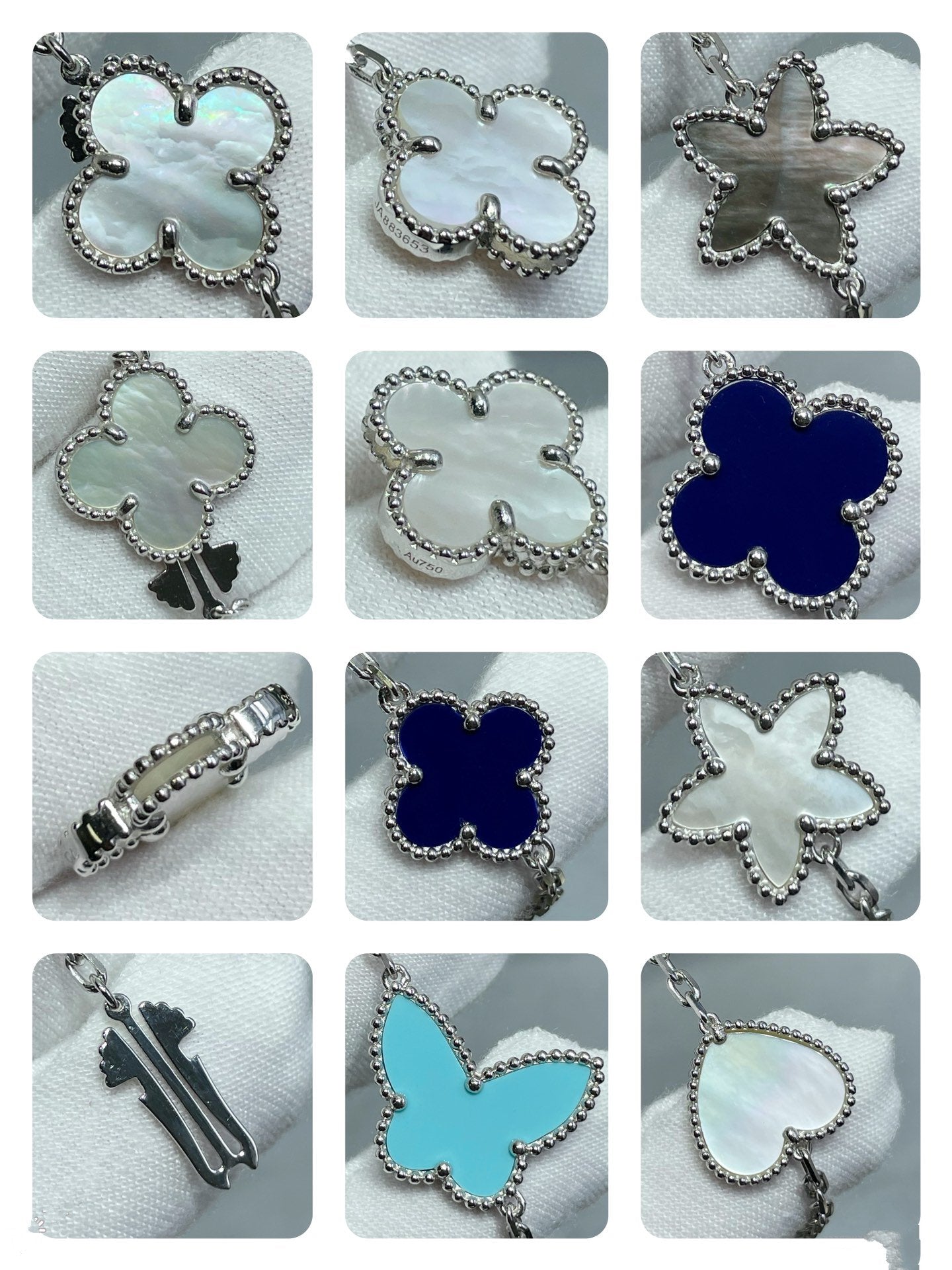 ¡®Lume Jewels¡¯LUCKY CLOVER SILVER 11 MOTIF NECKLACE