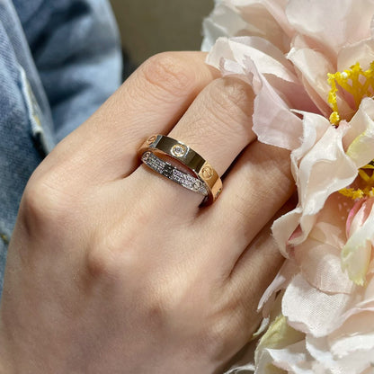 ¡®Lume Jewels¡¯LOVE PINK GOLD SILVER DIAMOND DOUBLE RING