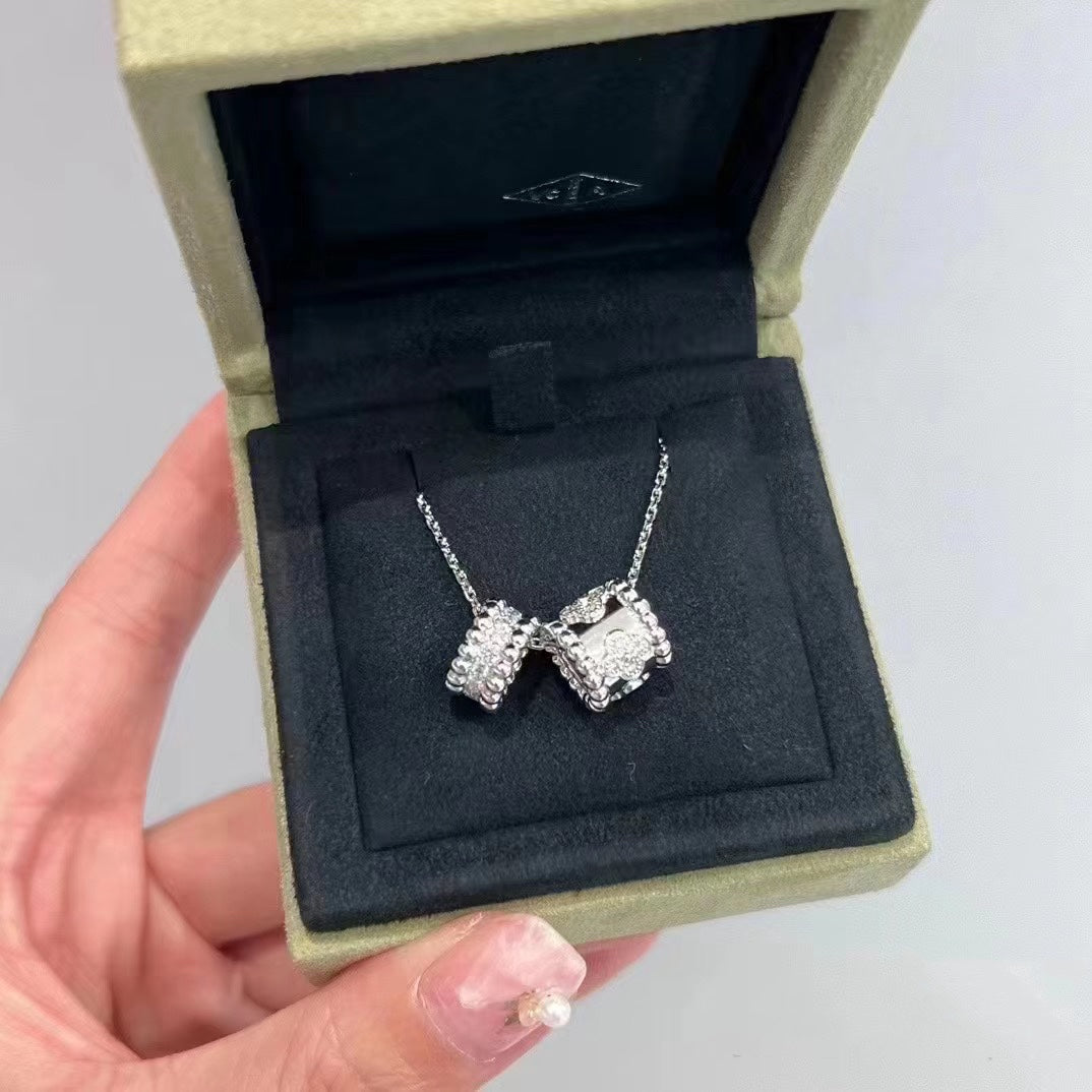 ¡®Lume Jewels¡¯PERLEE DOUBLE PENDANT SILVER DIAMOND NECKLACE