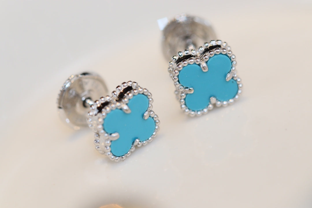 ¡®Lume Jewels¡¯CLOVER MINI TURQUOISE SILVER STUD EARRINGS
