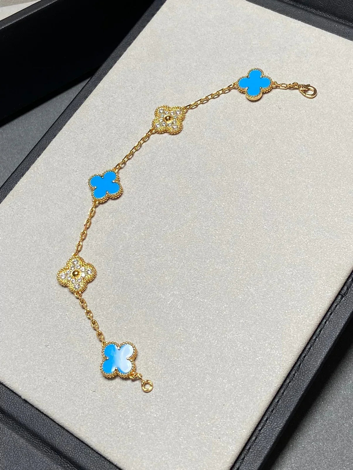 [Lume Jewels]New CLOVER 5 MOTIF BLUE AGATE BRACELET COLLECTION