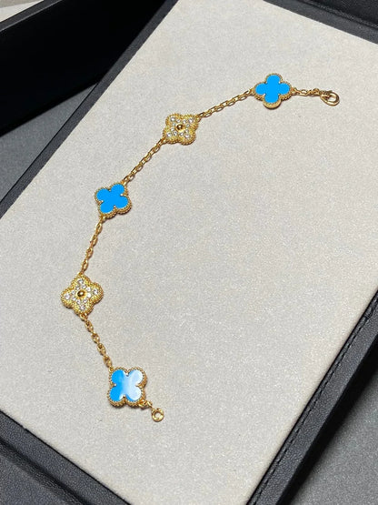 [Lume Jewels]New CLOVER 5 MOTIF BLUE AGATE BRACELET COLLECTION