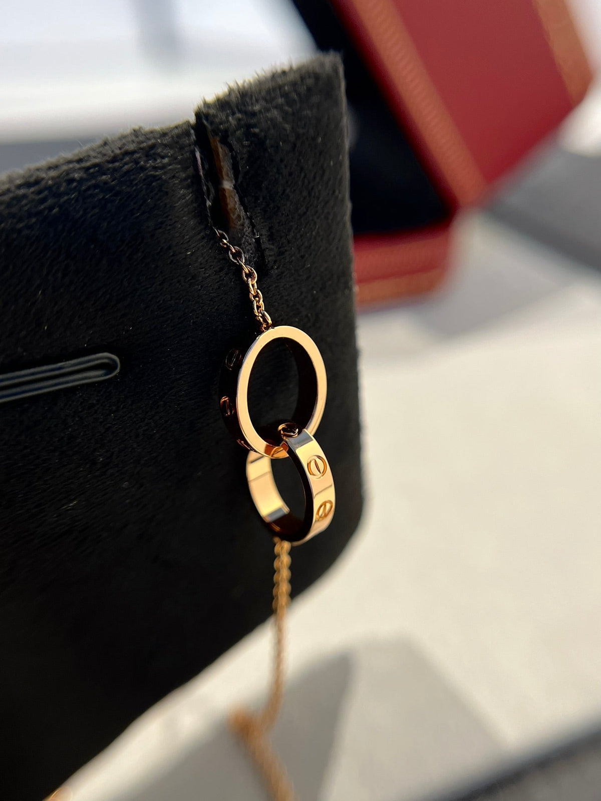 ¡®Lume Jewels¡¯LOVE NECKLACE DOUBLE RING PINK GOLD