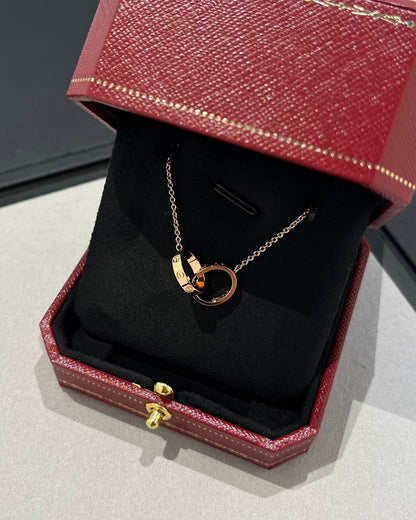 ¡®Lume Jewels¡¯LOVE NECKLACE DOUBLE RING PINK GOLD