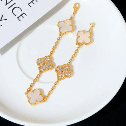 [Lume Jewels]New CLOVER WHITE PEARL MOP 5 MOTIF BRACELET COLLECTION