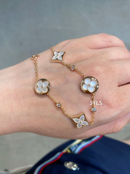 ¡®Lume Jewels¡¯STAR AND SUN 4 MOTIF WHITE MOP PINK GOLD BRACELET