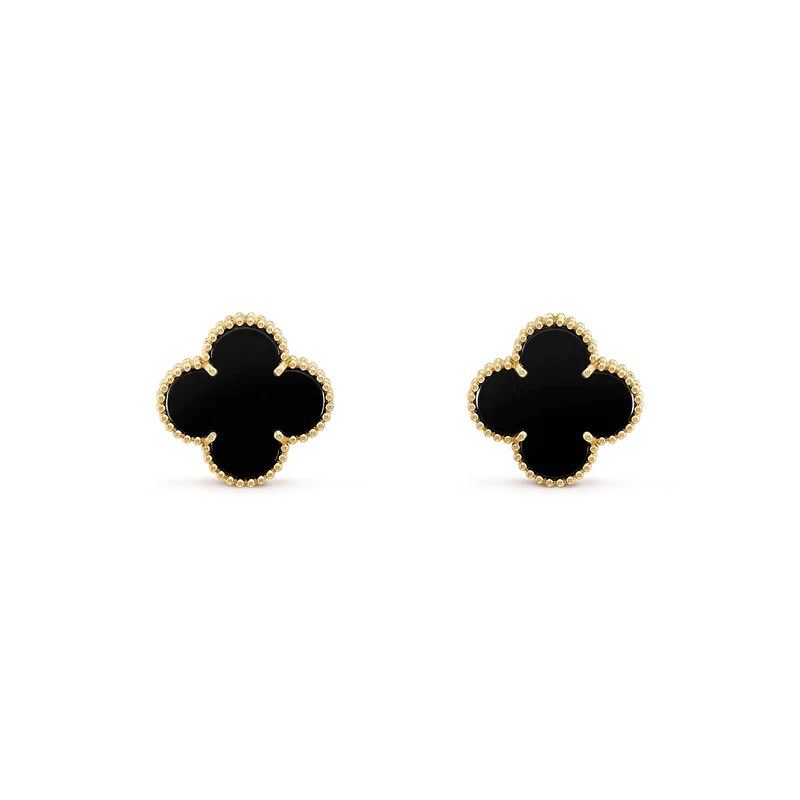 ¡®Lume Jewels¡¯CLOVER MEDIUM 1 MOTIFS  ONYX STUD EARRINGS