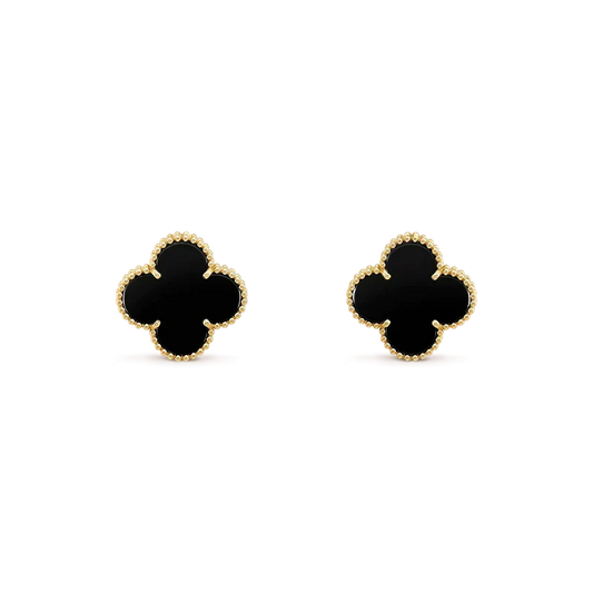 ¡®Lume Jewels¡¯CLOVER MEDIUM 1 MOTIFS  ONYX STUD EARRINGS