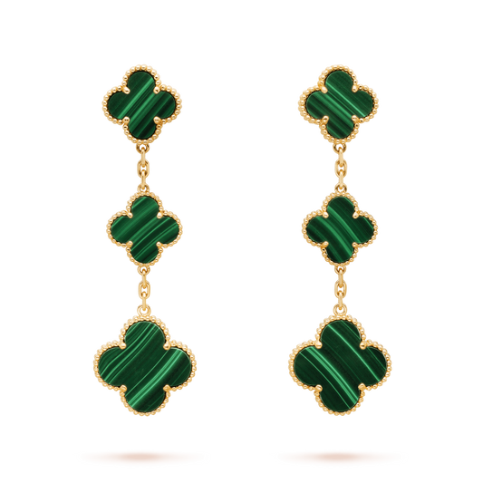 ¡®Lume Jewels¡¯CLOVER MALACHITE 3 MOTIFS GOLD