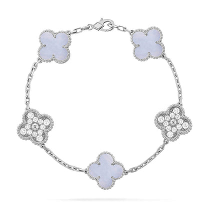 [Lume Jewels]New  CLOVER 5 MOTIF PURPLE CHALCEDONY BRACELET COLLECTION