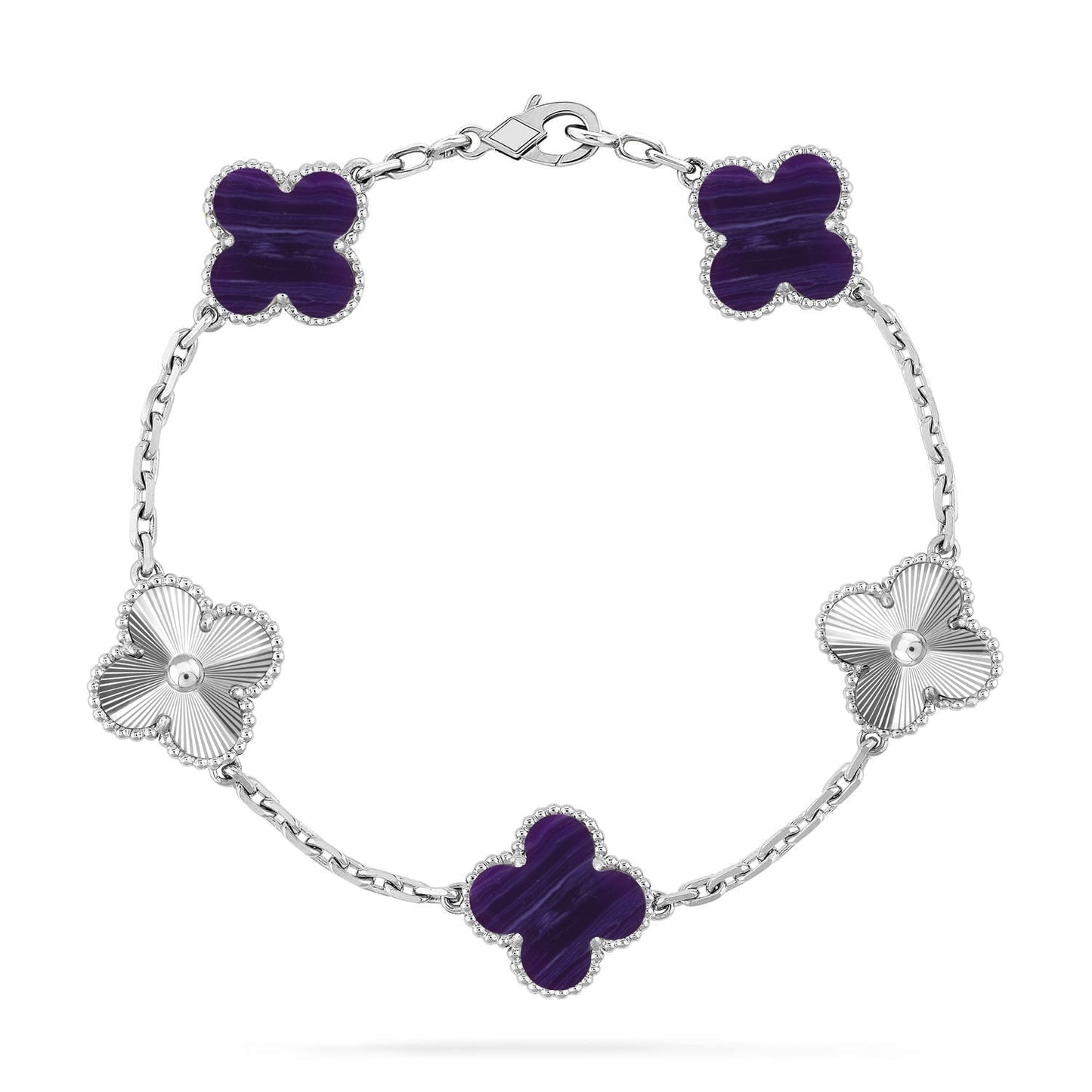[Lume Jewels]New CLOVER 5 MOTIF PURPLE STRIPES BRACELET COLLECTION