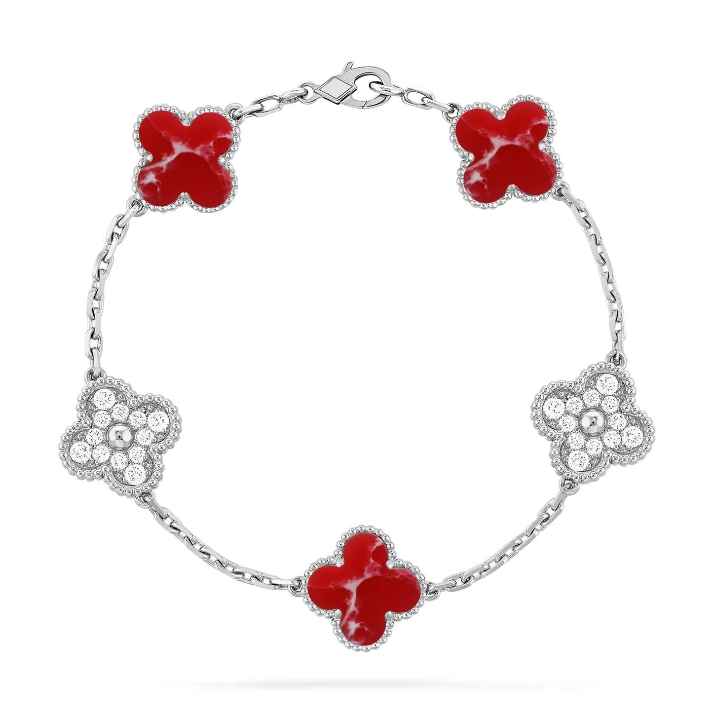 [Lume Jewels]New CLOVER 5 MOTIF RED PATTERN BRACELET COLLECTION