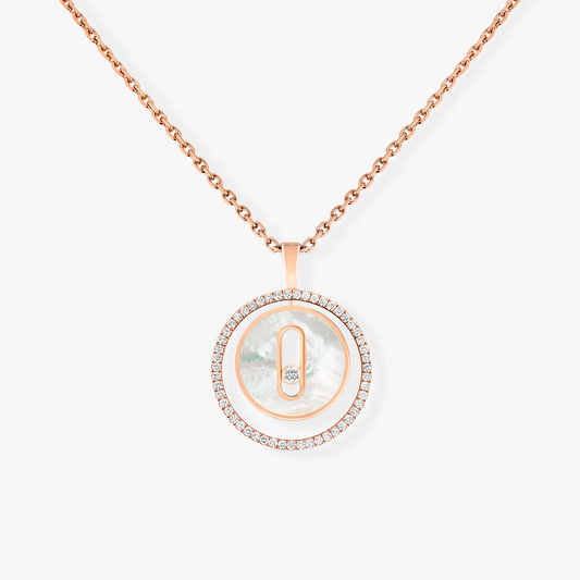 [Lume Jewels]LUCKY MOVE 1 DIAMOND WHITE MOTHER OF PEARL PINK GOLD DIAMOND NECKLACE