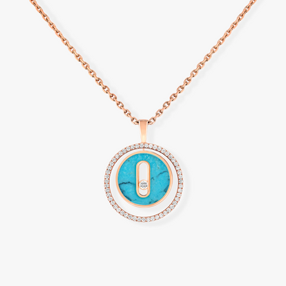 [Lume Jewels]LUCKY MOVE 1 DIAMOND TURQUOISE PINK GOLD DIAMOND NECKLACE